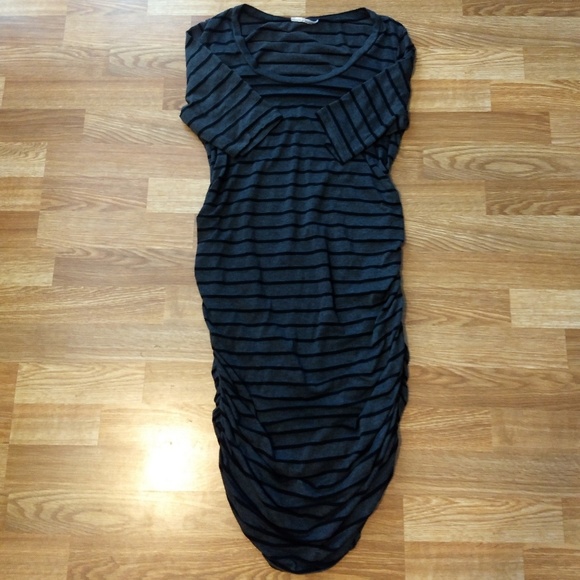 Striped midi maternity dress - Picture 1 of 3